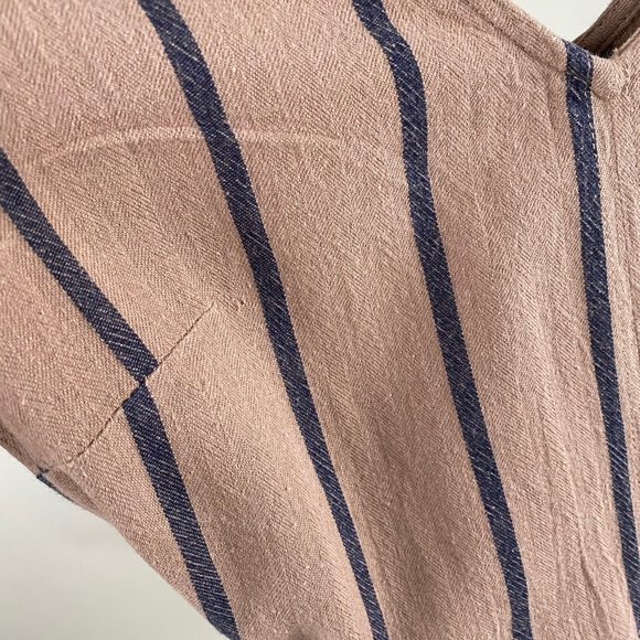 Simons Linen Blend Lined Jumpsuit With Adjustable Straps And Waist Sash | Small - Picture 9 of 14